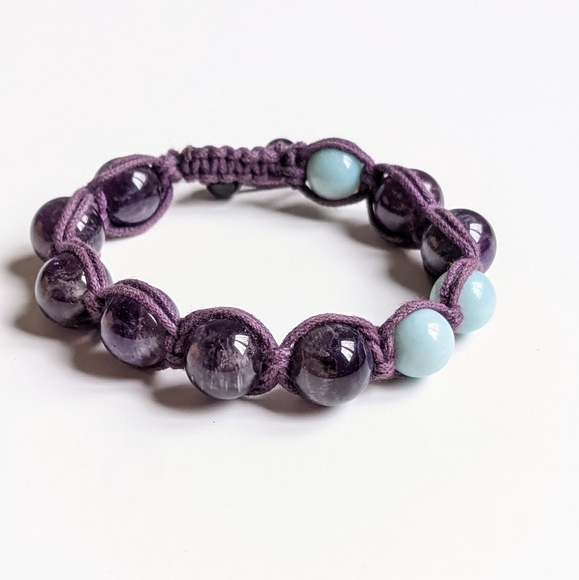 Amethyst and Amazonite stone bracelet - Picture 2 of 5